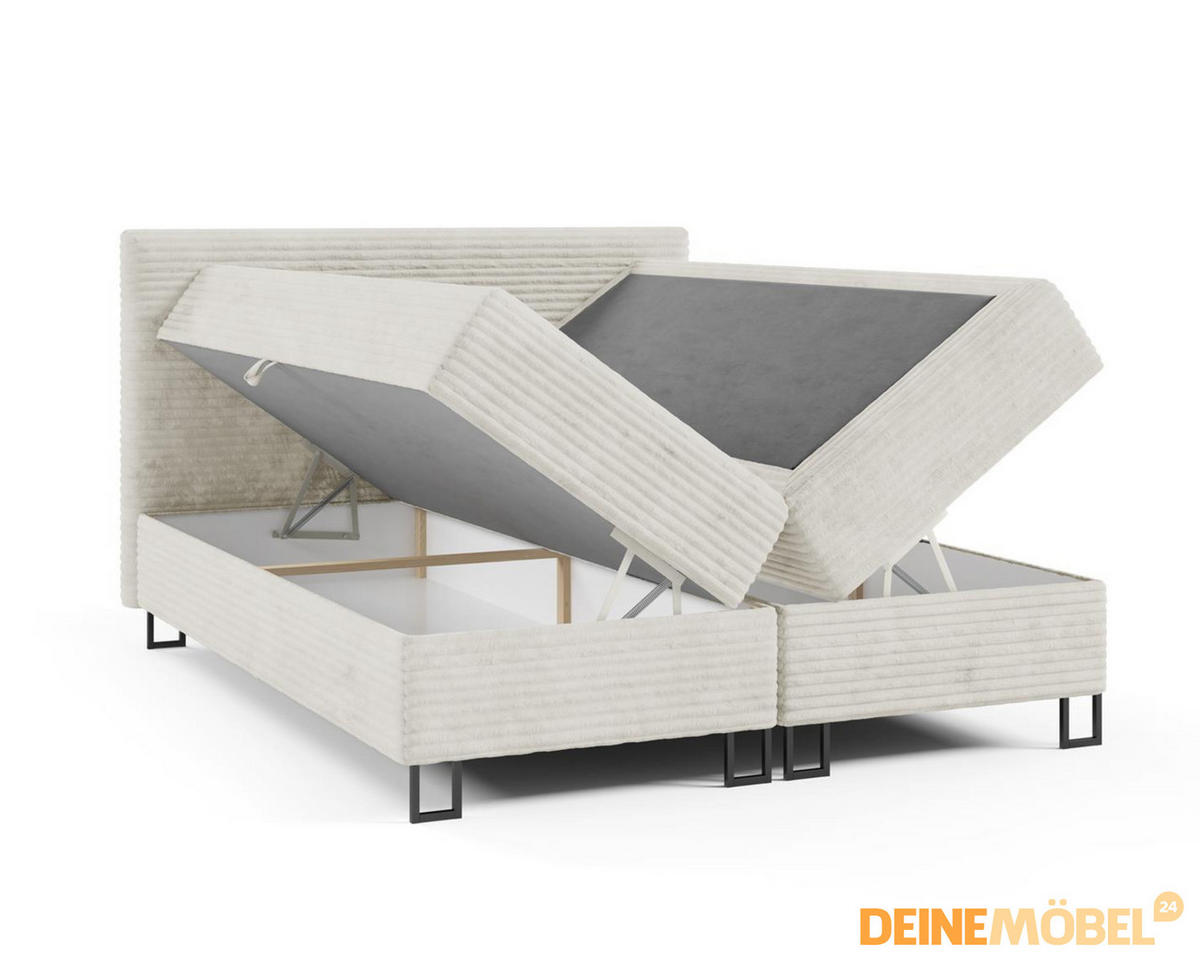 BOXBETT TEXAS 180/200 in Cord Schwarz mit Bonell-Federkernmatratzen H3 - Schwarz, Holz/Holzwerkstoff (180/200cm) - Deine Möbel 24