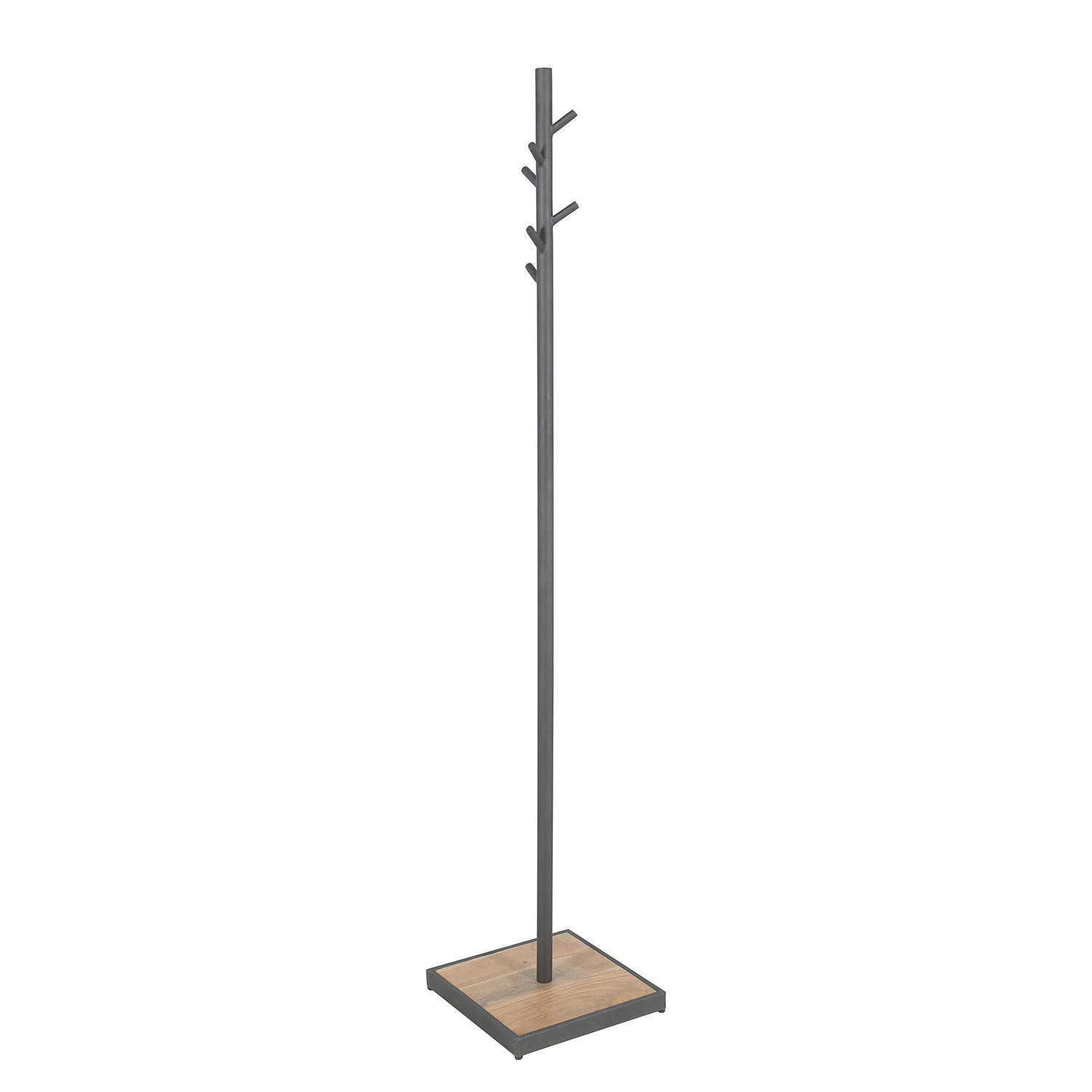 MASSIVER GARDEROBENSTÄNDER - Akazie / Anthrazit - Akazie massiv / Metall - Akaziefarben, Holz (35/180/35cm) - home24