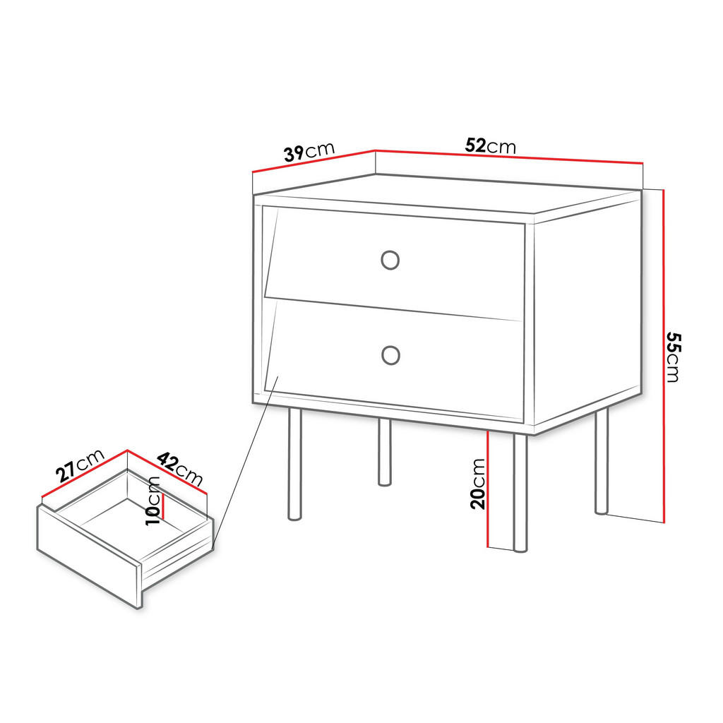 Thumbnail - Mirjan24 Nachttisch-Set, Weiß, Kunststoff, 2 Schubladen, Rechteckig, 52x55x39 cm, Schlafzimmer, Nachttische