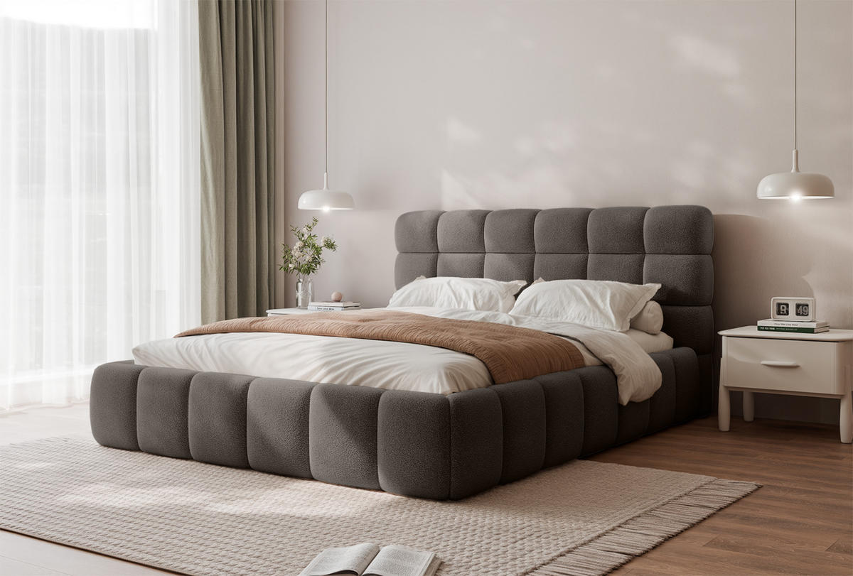 POLSTERBETT BIVIO 180x200 cm, Dunkelbraun - Dunkelbraun, Textil (180/200cm) - Fedve