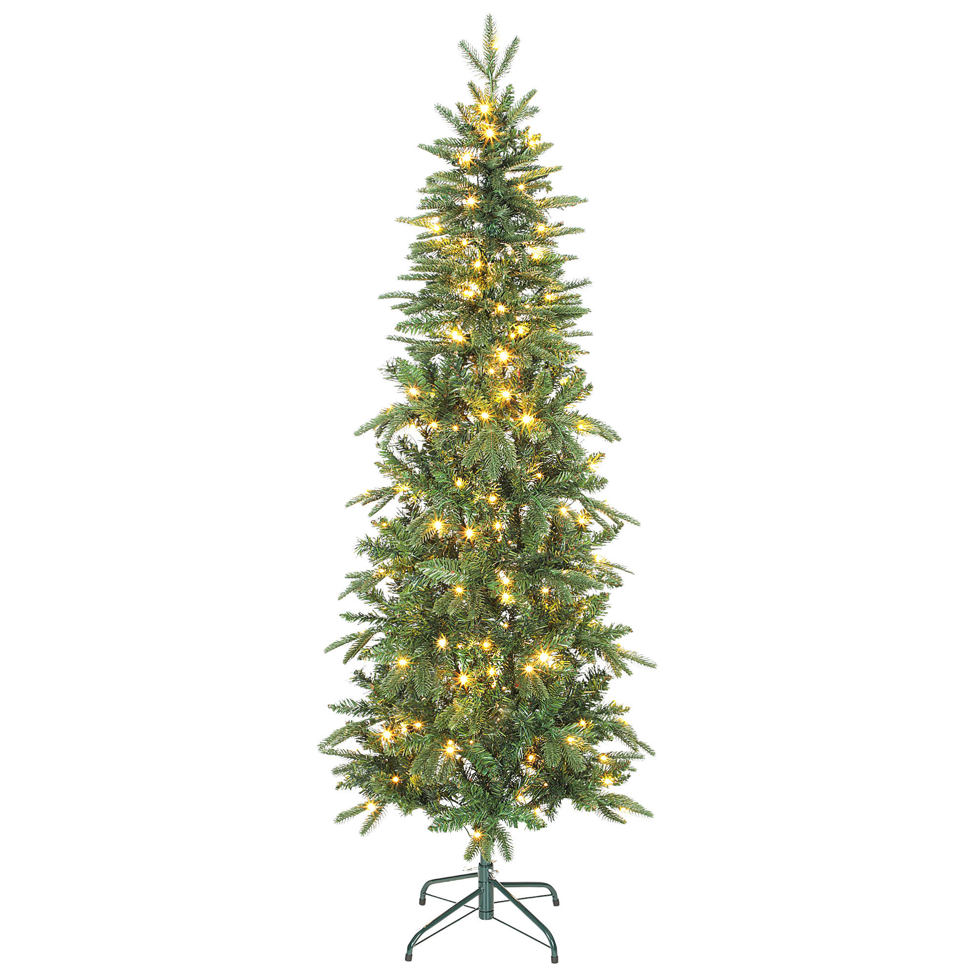 WEIHNACHTSBAUM künstlich 180 cm Christbaum mit 605 dichten Zweigen, 200 LED - Grün, Kunststoff (180cm) - HOMCOM