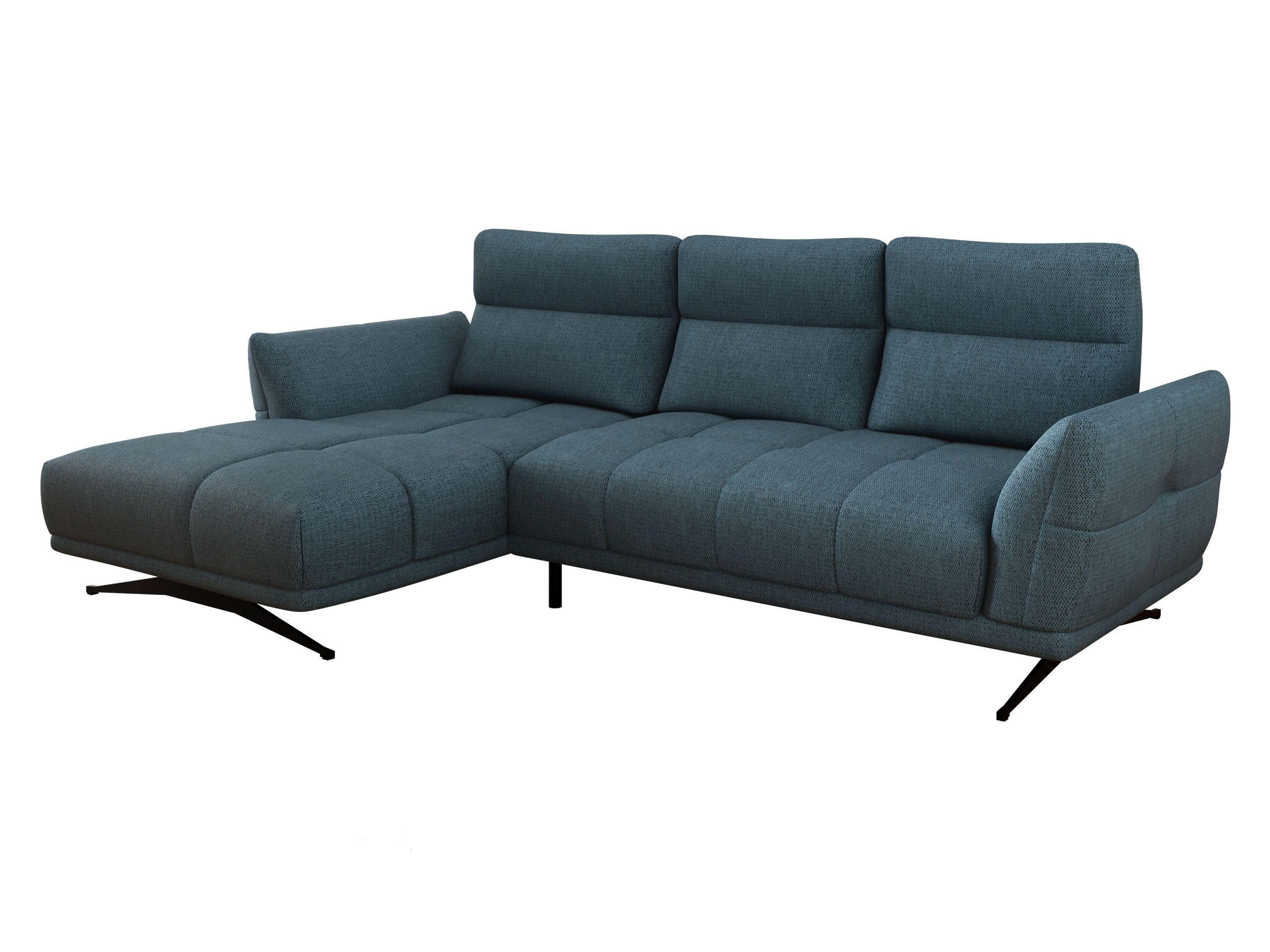 ECKSOFA Giovanni Z LCH, Seite: Links LC-2R - Schwarz/Dunkelblau, Holz/Textil (298/195cm) - MIRJAN24