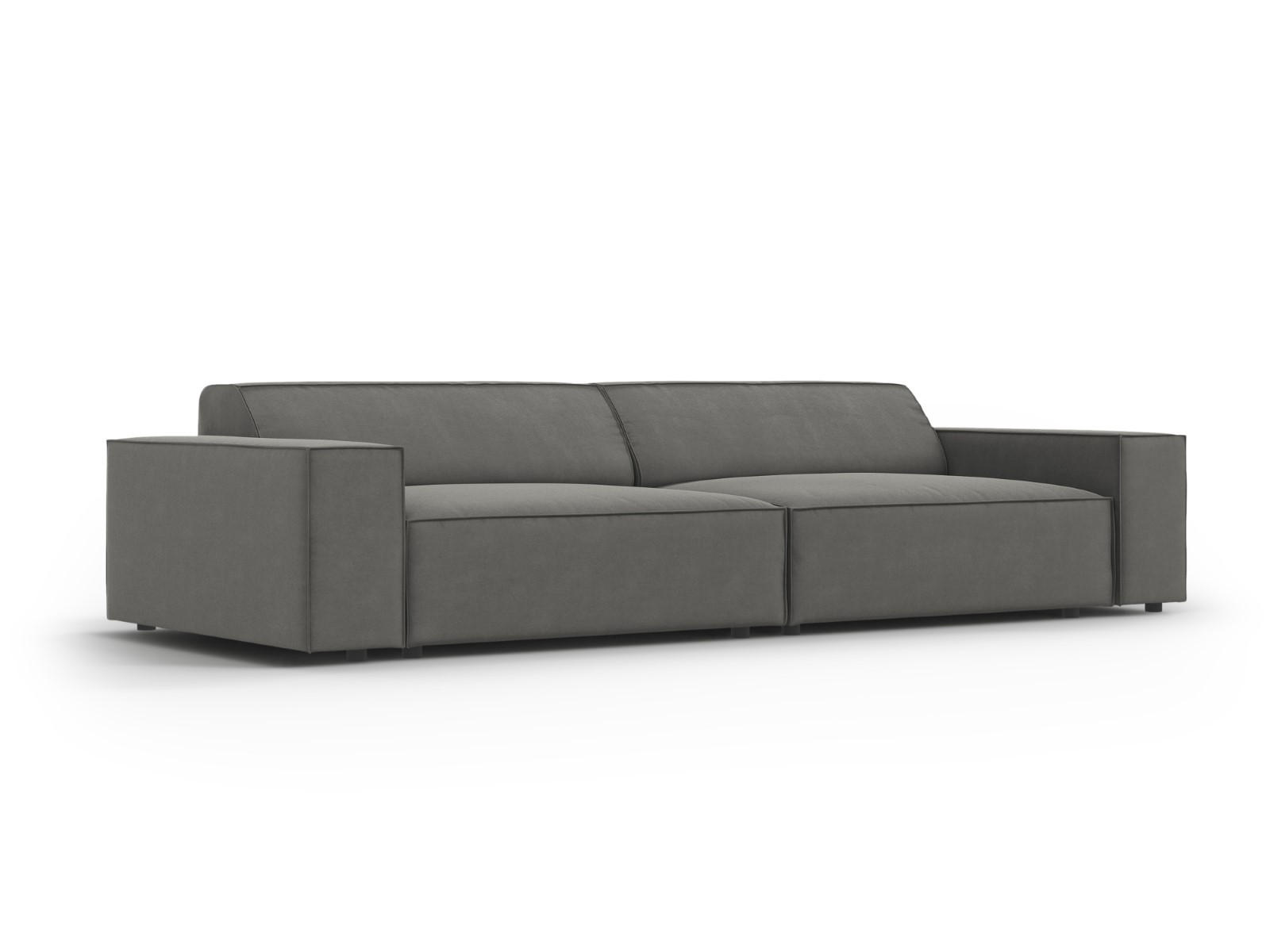 SOFA Jodie aus Samt hellgrau 3 Sitzplätze - Hellgrau, Textil (102/70/204cm) - Micadoni