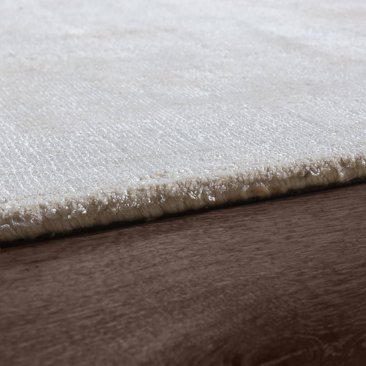 VISKOSETEPPICH handgewebt, einfarbig, Creme, 120 x 170 cm - Creme, Textil (120/170cm) - KADIMA DESIGN
