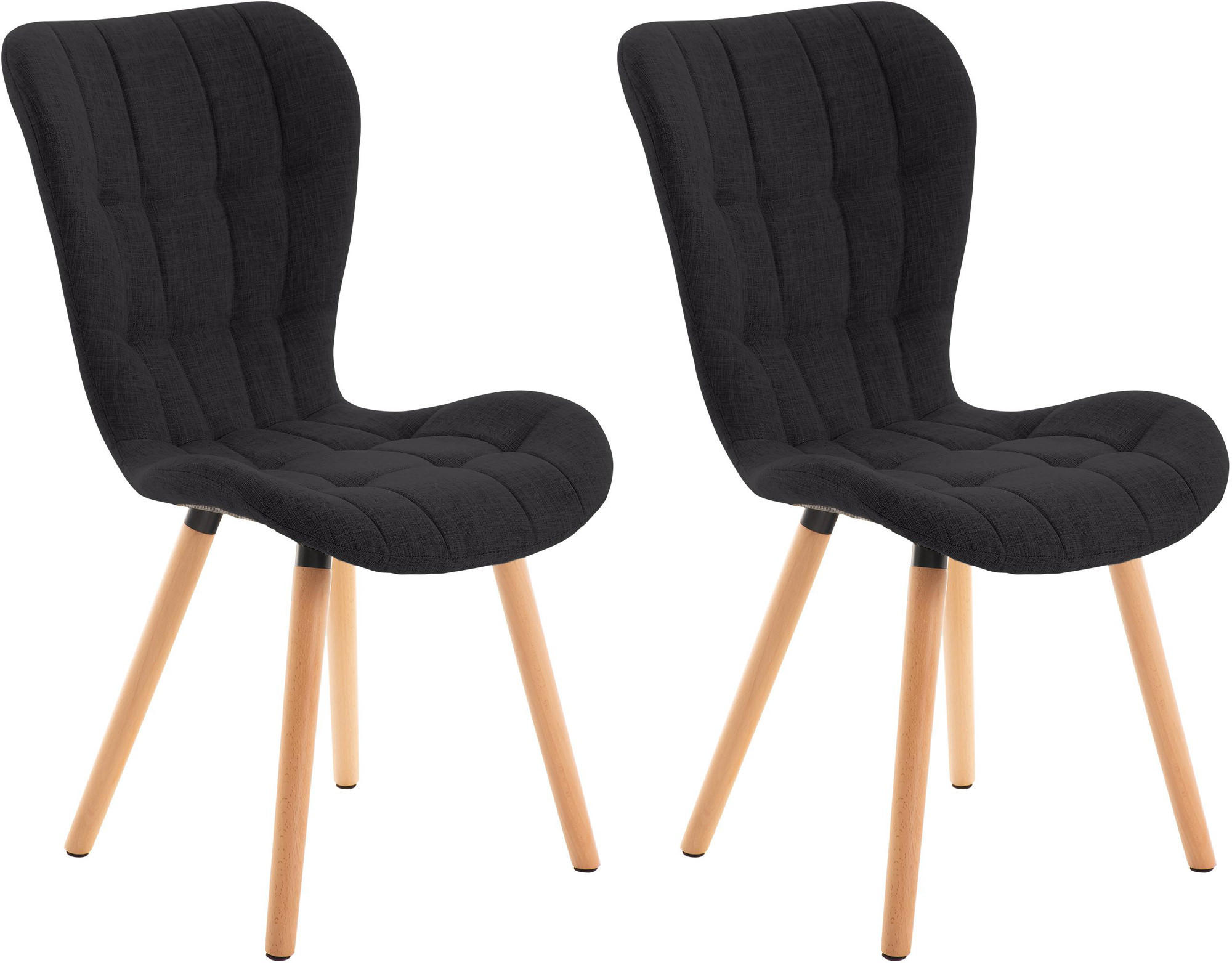 STUHL 2er Set Stoff schwarz - Eukalyptusholzfarben/Schwarz, Holz/Textil (50/88/63cm) - CLP