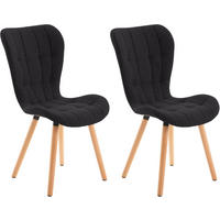STUHL 2er Set Stoff schwarz - Eukalyptusholzfarben/Schwarz, Holz/Textil (50/88/63cm) - CLP