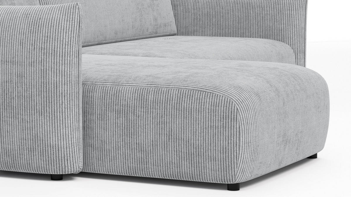 ECKSOFA TAUER 3-Sitzer rechts, hellgrau - Hellgrau/Schwarz, Holz/Textil (248/173cm) - Courtois Laville