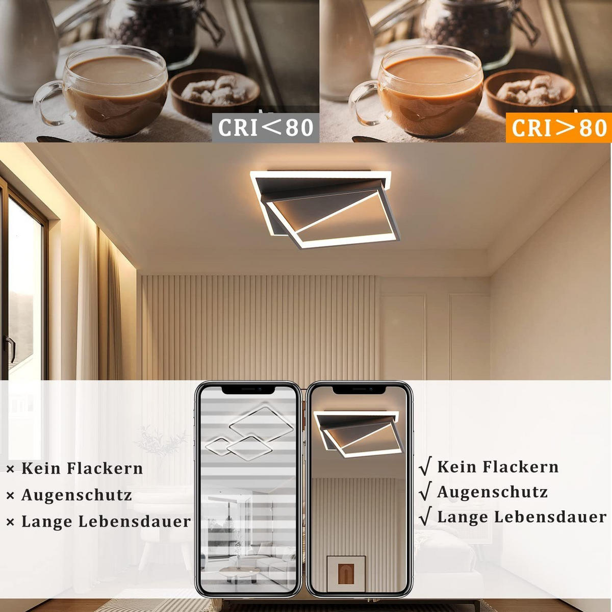 LED-DECKENLEUCHTE Kesselgrimm 35.0/5.5/35.0 cm - Schwarz, Metall (35/35/5.5cm) - ZMH