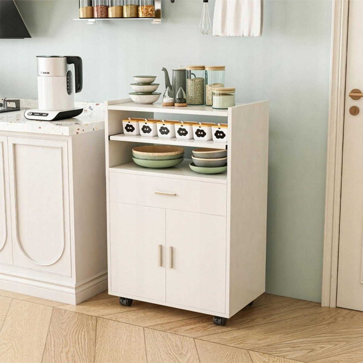 SERVIERWAGEN, weiß 59/40/92 cm - Weiß, Holzwerkstoff (59/92/40cm)