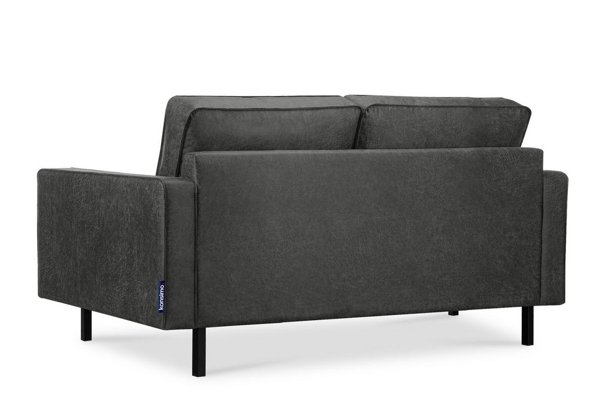 2-SITZER-SOFA INVIA Klassische-Stil mit Armlehnen, Lederoptik-Stoff, dunkelgrau - Dunkelgrau/Schwarz, Textil (164/87/98cm) - KONSIMO®