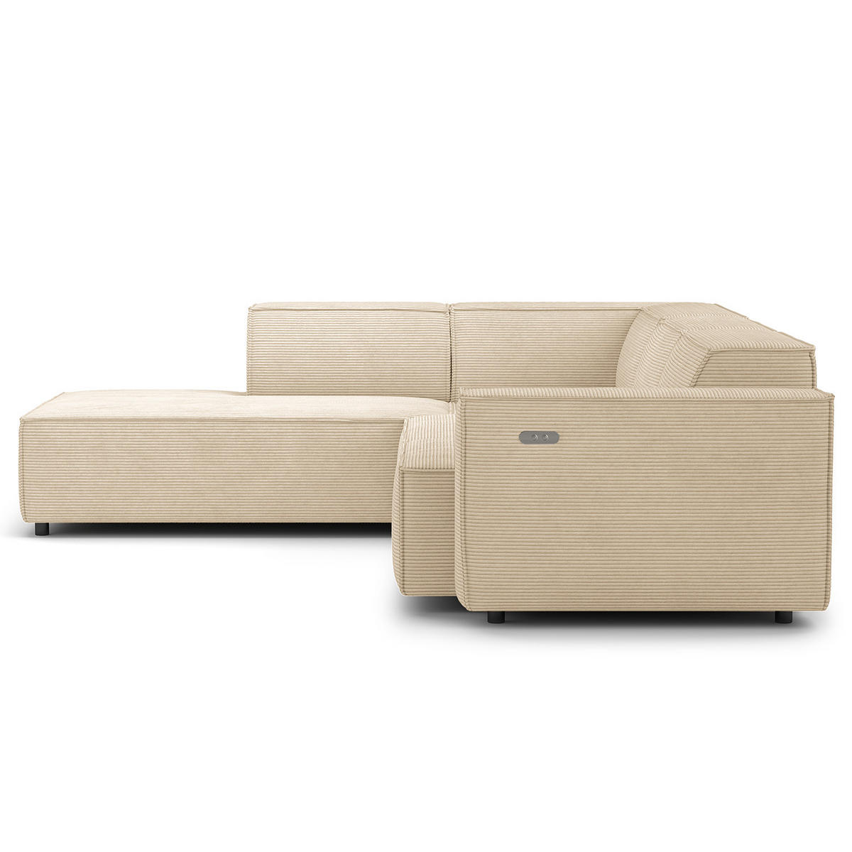 ECKSOFA mit Ottomane - Beige/Schwarz, Kunststoff/Textil (260/234cm) - home24