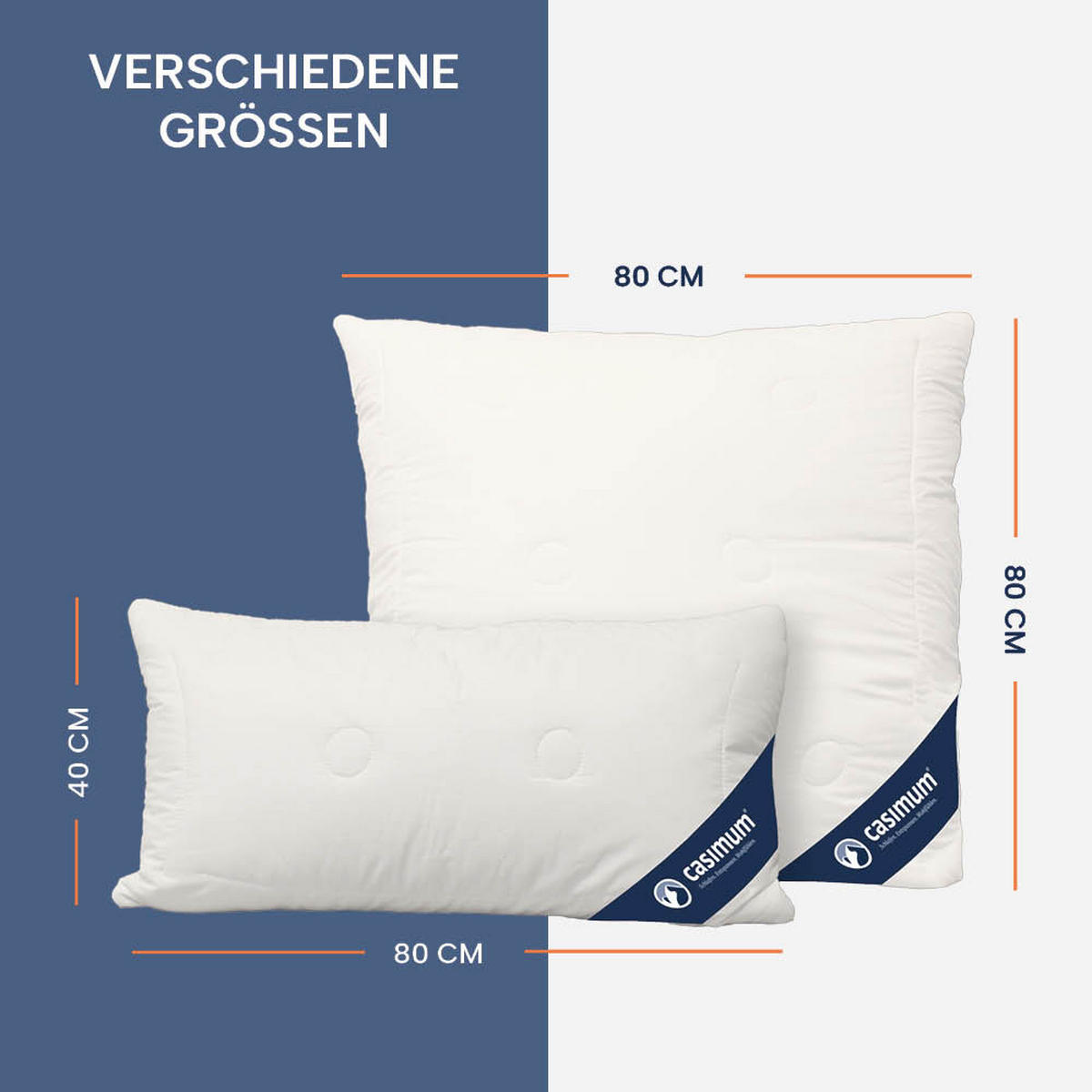 KOPFKISSEN 40x80 cm, weich & stützend, Naturhaarkissen mit 100% Kamelflaumhaar (Außen) - Weiß, Textil (40/80cm) - casimum