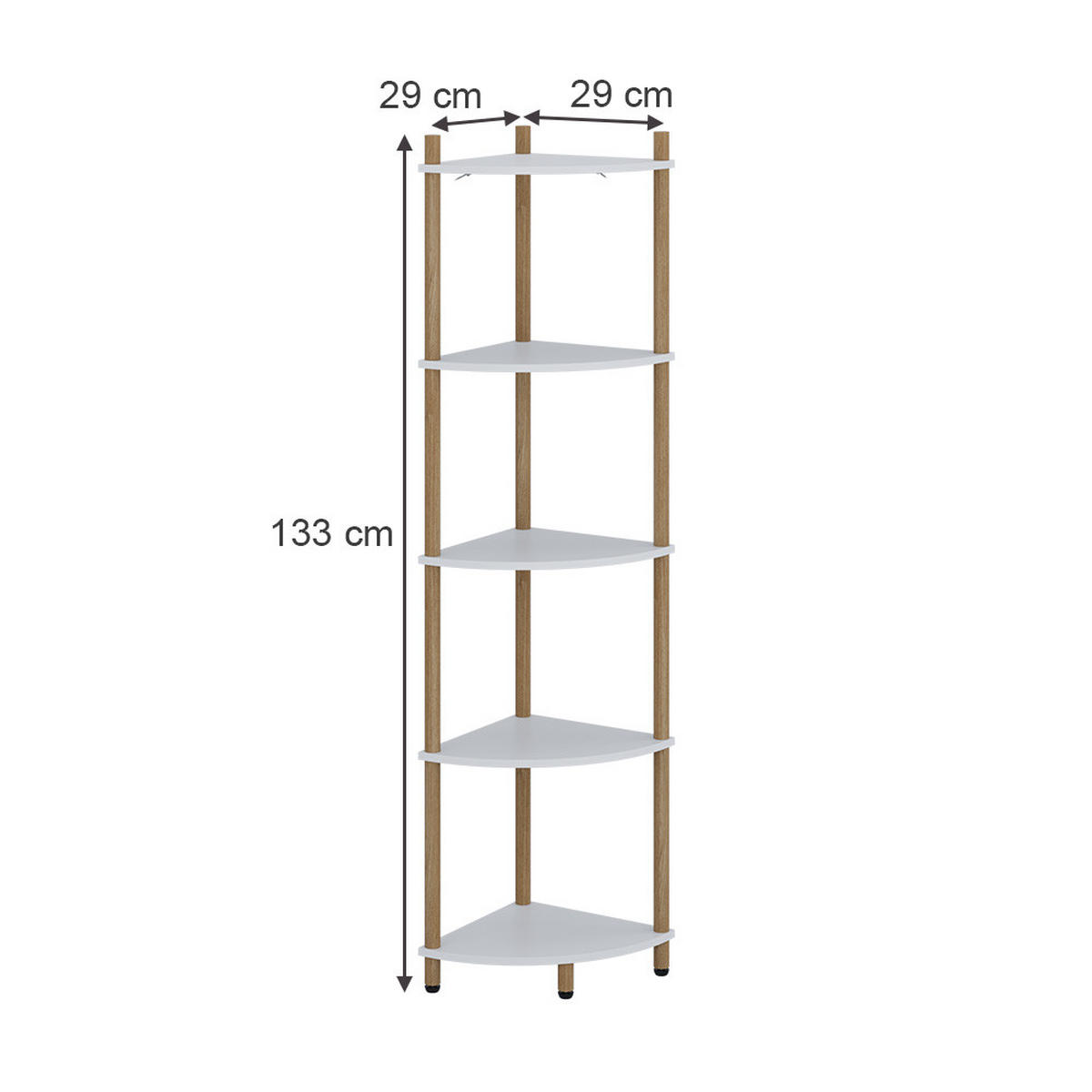 ROHOVÁ POLICE Bivio Bílá/borovice - bílá, kompozitní dřevo (29/133/29cm) - Vicco