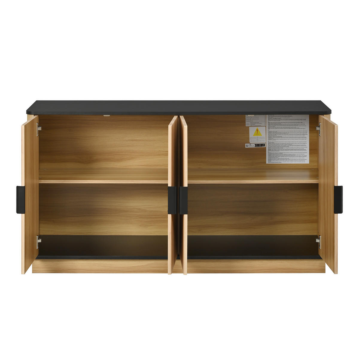 SIDEBOARD in Holzoptik mit Riffel-Design, mit 4 Türen und stummen Scharnieren - Naturfarben, Holzwerkstoff (139/75/40cm) - Urban Meuble