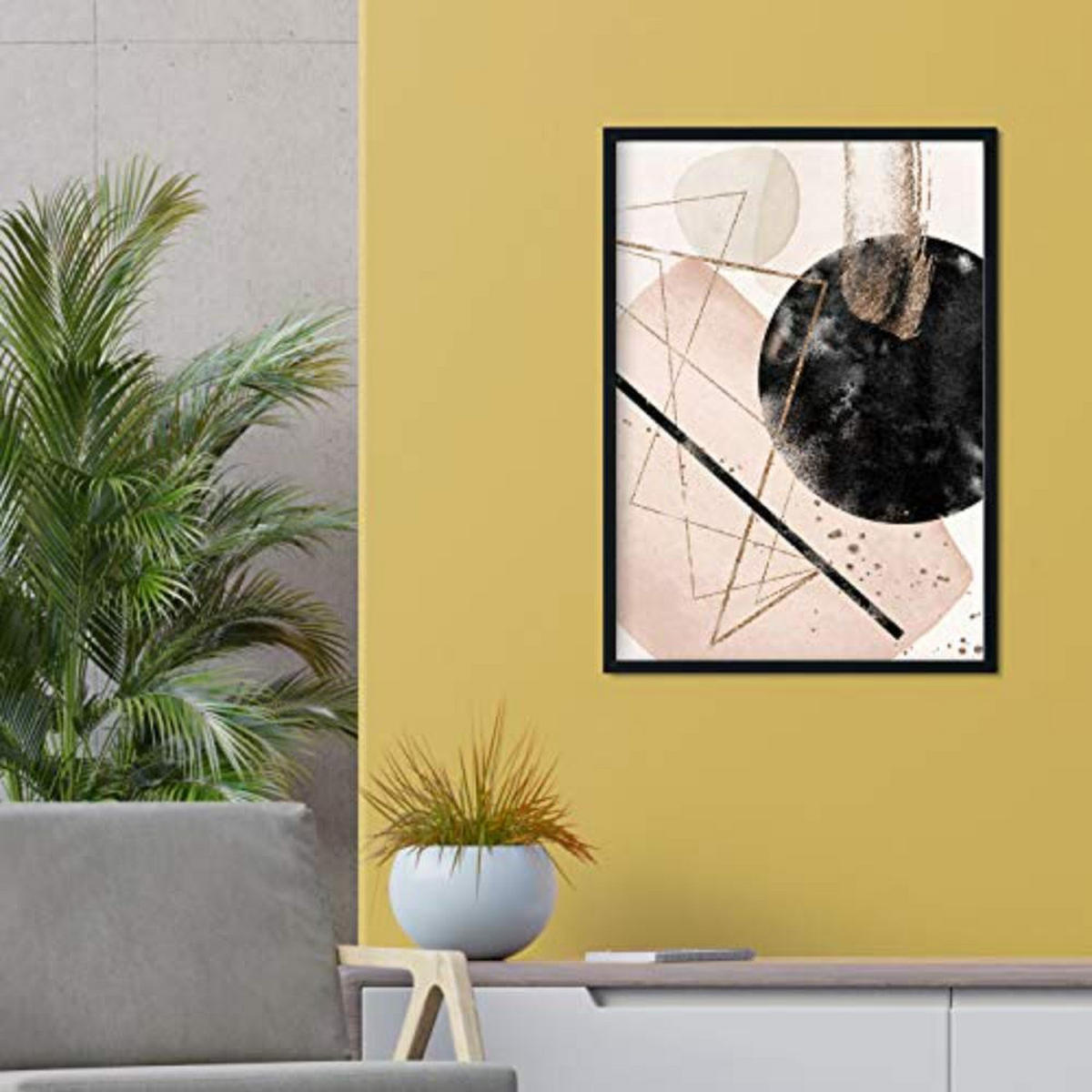 POSTER Set mit 4 Blätter und abstrakten Formen mit braunen Tönen A4 Schwarzer Rahmen - Schwarz, Papier (29.7/3cm) - Nacnic