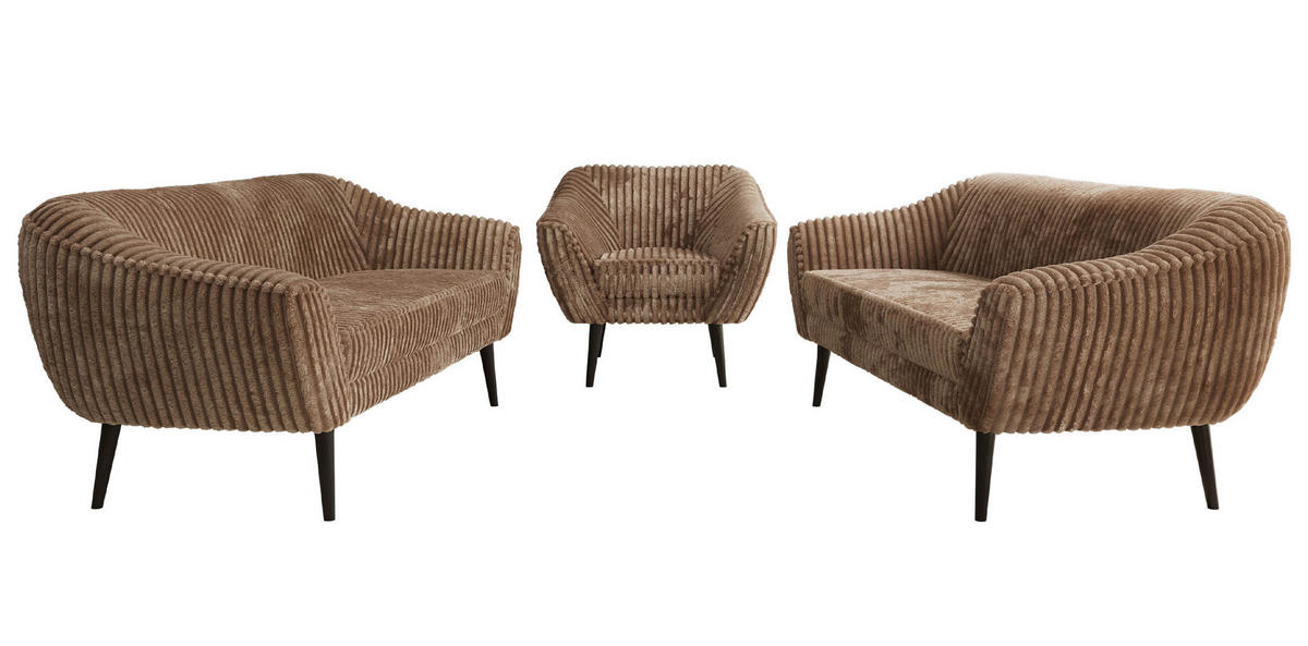 SEDACIA ZOSTAVA 3+3+1 PIRS - Hnedá Manšester - Čierne nohy - hnedá/čierna, kompozitné drevo/textil (180/75/74cm) - MKS