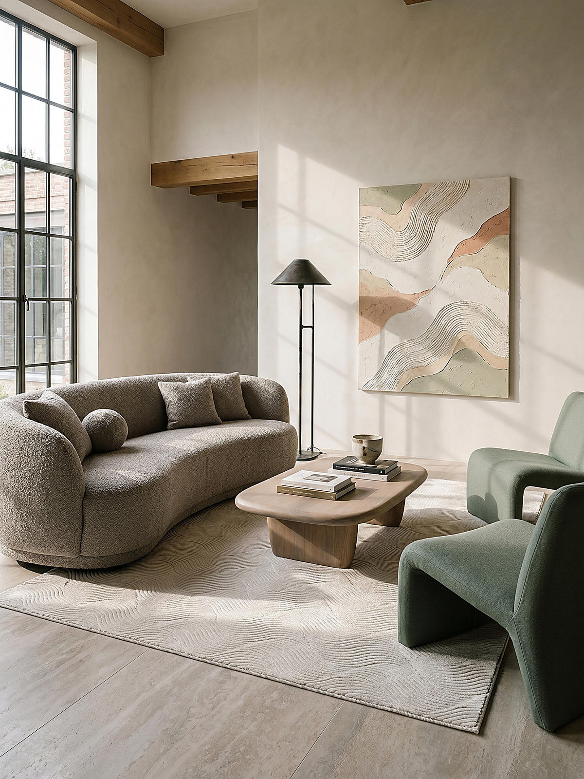 KURZFLORTEPPICH Antirutsch Geometrisch DALAR Polypropylen Creme 140 x 200 cm - Beige, Textil (140/200cm) - KADIMA DESIGN