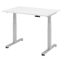 SCHREIBTISCH elektrisch XDSM 80/120/72 cm in Weiß/Silberfarben - Silberfarben/Weiß, Holzwerkstoff (80/120/72cm) - bümö