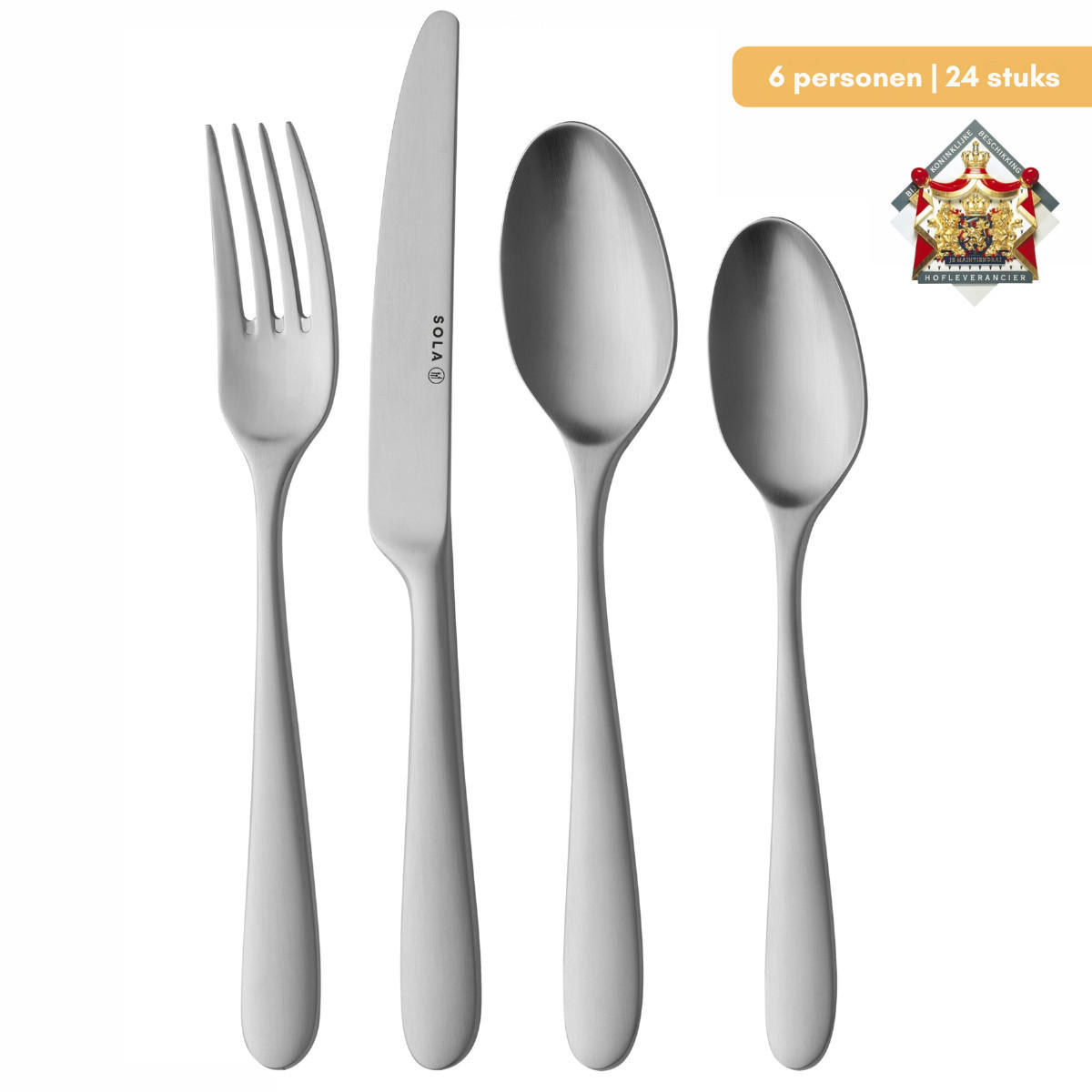 BESTECKSET Nordica MAT - 18/10 Edelstahl - 24-teilig / 6 Personen - Silberfarben, Metall - Sola