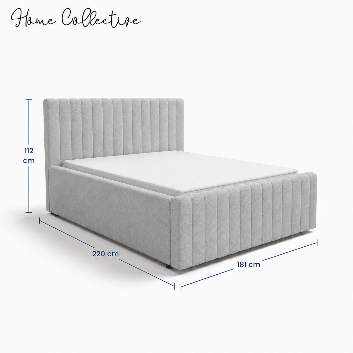 POLSTERBETT 140x200 cm in Hellgrau - Hellgrau, Textil (140/200cm) - Home Collective