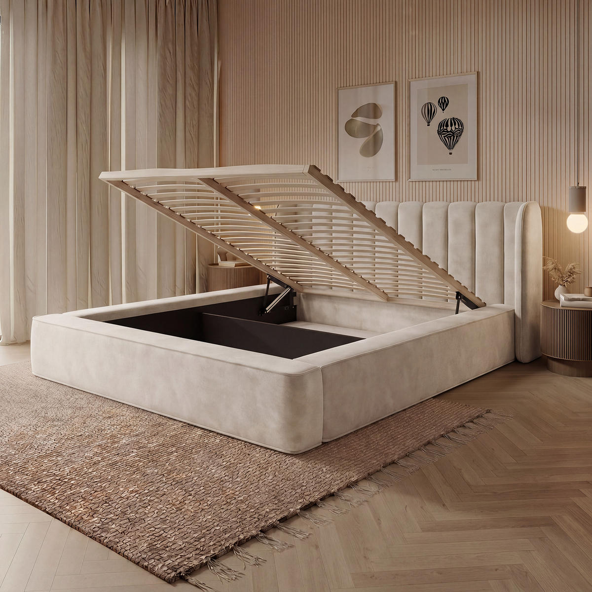POLSTERBETT GONDO 200x200 cm, Weiß - Weiß, Textil (200/200cm) - Fedve
