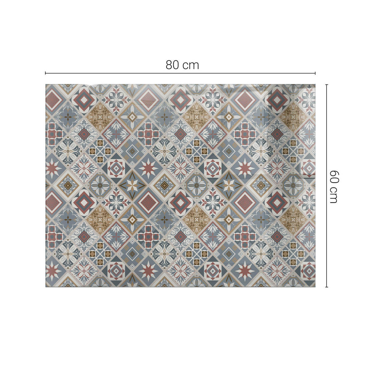 TISCHPLATTE 80x60 cm Mosaikmuster mit Ornamenten - Multicolor/Grau, Glas (80/60/0.4cm) - TULUP