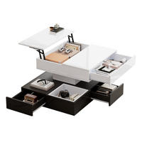 COUCHTISCH in Weiß und Schwarz Wohnzimmertisch mit 360°drehbarer Tischplatte für Esszimmer und Wohnzimmer, B70/T70/H40cm - Weiß, Holzwerkstoff/Metall (70/70/40cm) - STILVORA