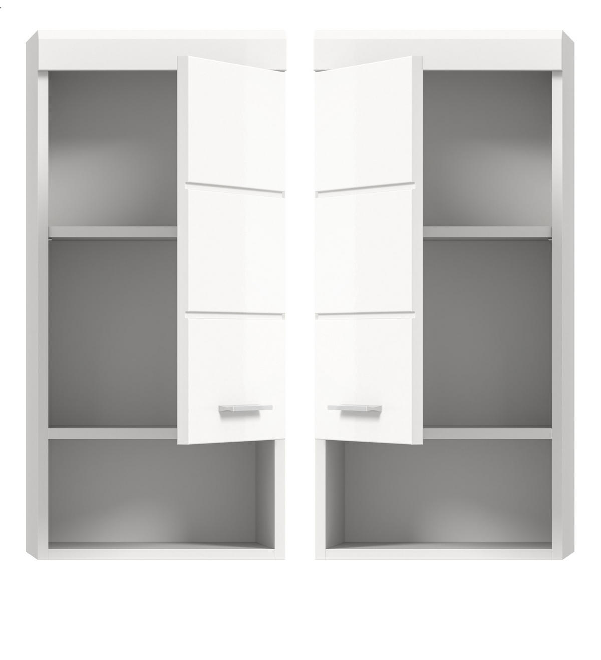 HÄNGESCHRANK weiß Hochglanz 37 x 79 cm, Badschrank hängend - Weiß Hochglanz/Silberfarben, Holzwerkstoff/Kunststoff (37/79/24cm) - Inn.Furn