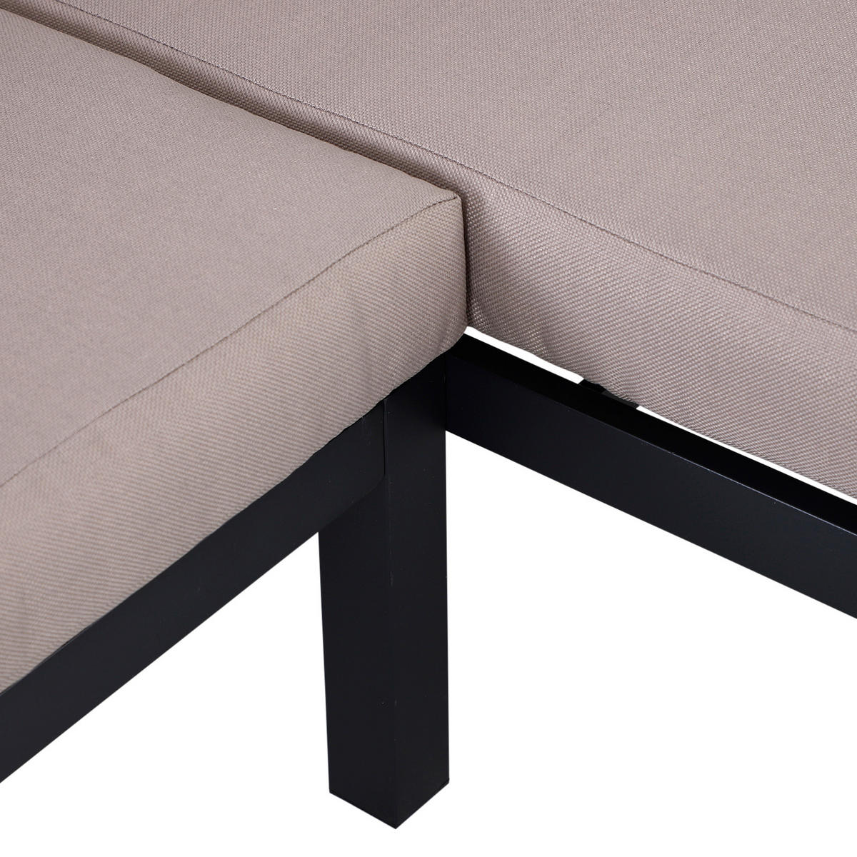 GARTENMÖBEL-SET FÜR 3 PERSONEN DE-06520 Sofa mit Kissen, Beistelltisch Outdoor, Aluminium - Naturfarben/Grau, Textil/Metall - ComfortXL