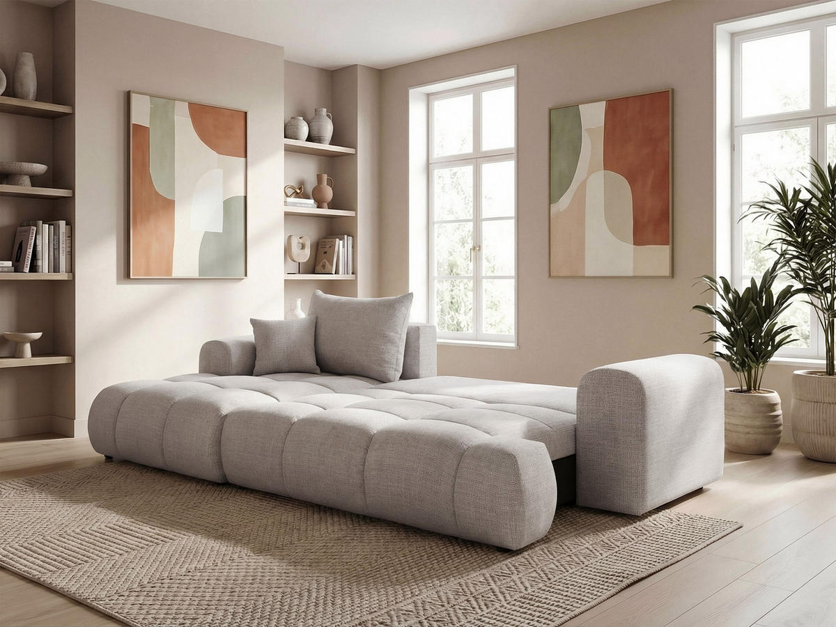 ECKSOFA MILANO mit Schlaffunktion und Bettkasten Grau - Grau, Holzwerkstoff/Kunststoff (250/160cm) - Idohome