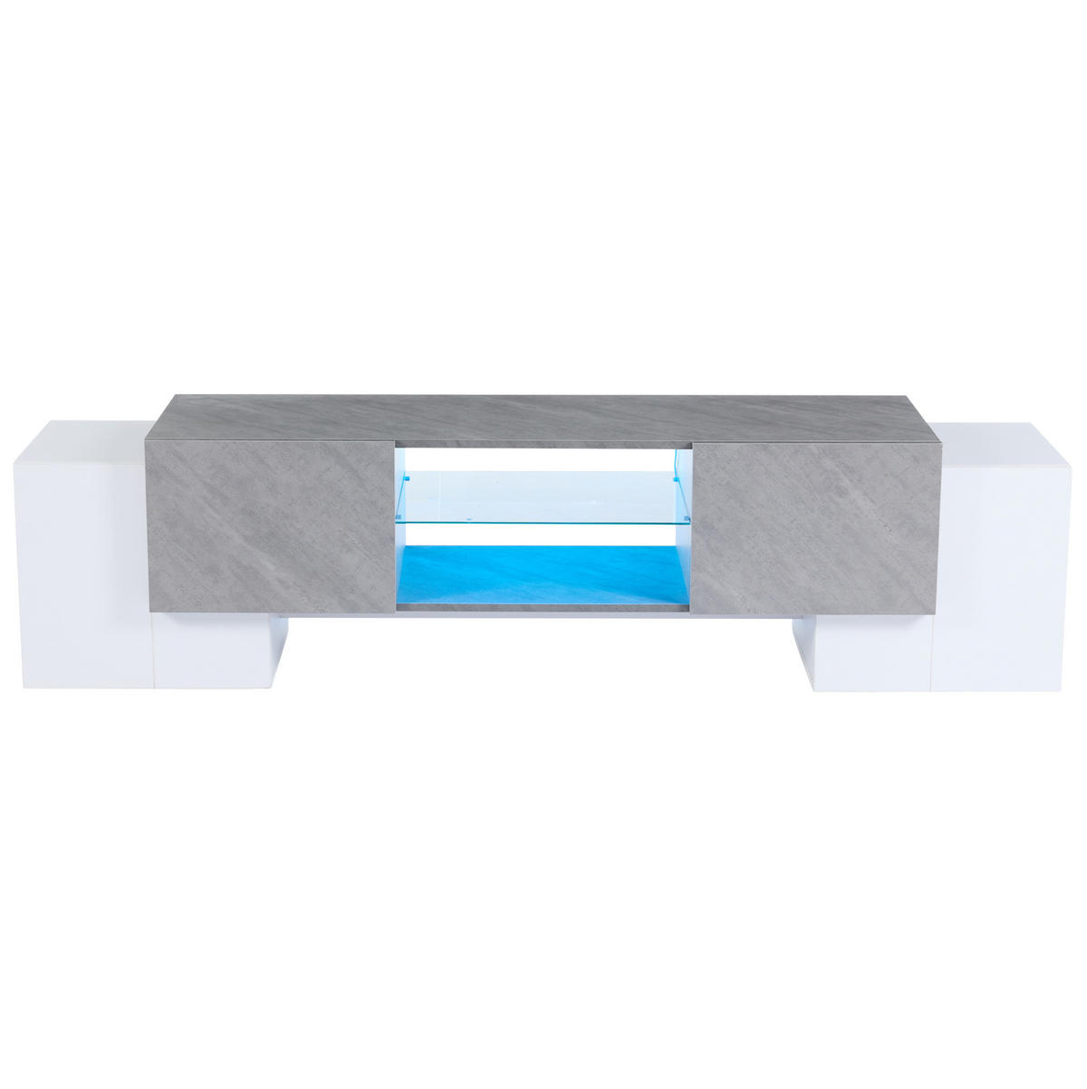 TV-LOWBOARD 180/40/46,5 cm weiß-grau aus MDF mit LED-Beleuchtung - Weiß, Holzwerkstoff (180/46.5/40cm) - OKWISH