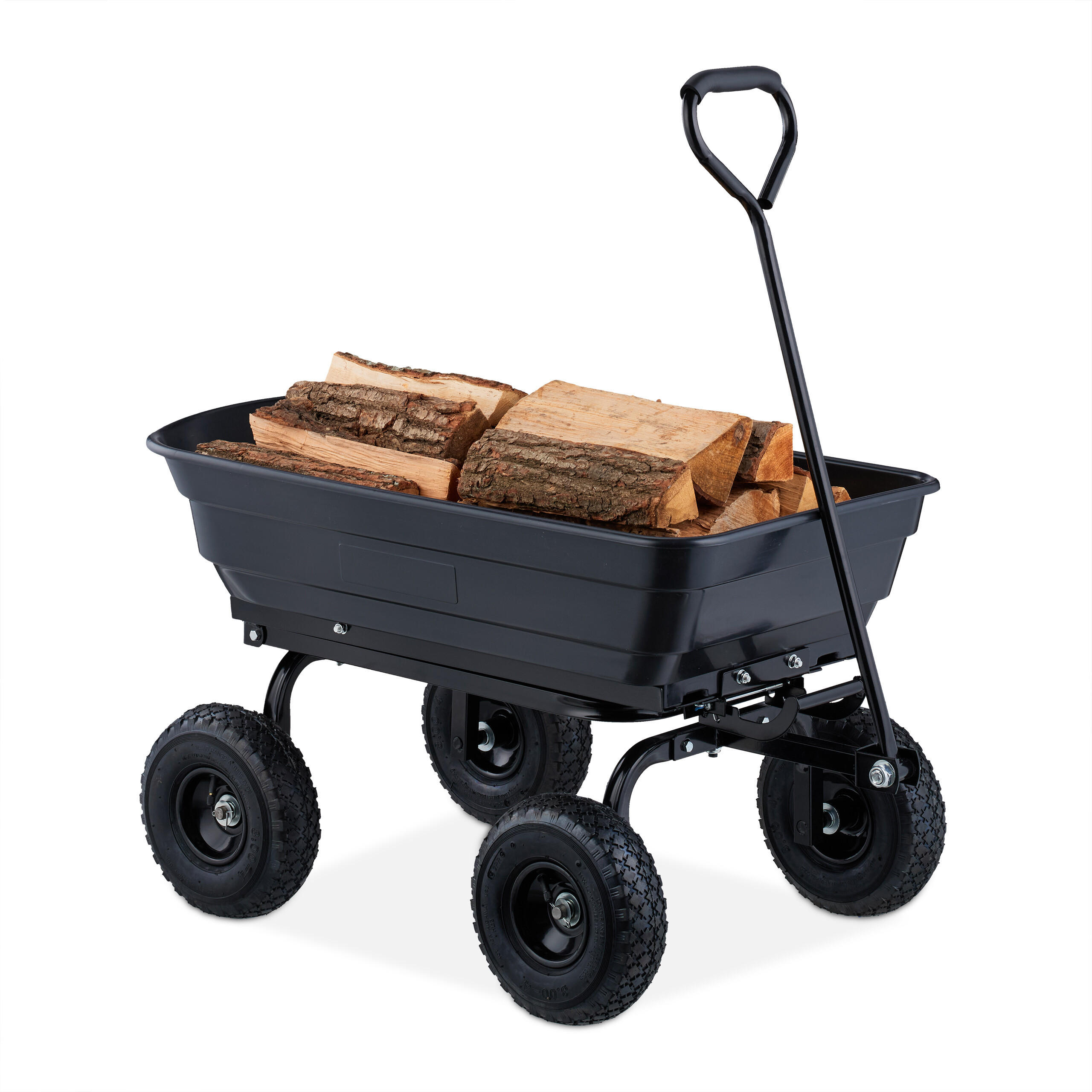 GARTENWAGEN - Schwarz, Kunststoff/Metall (105/55/50cm) - Relaxdays