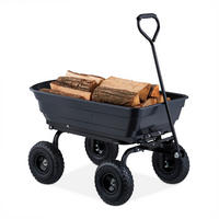GARTENWAGEN - Schwarz, Kunststoff/Metall (105/55/50cm) - Relaxdays