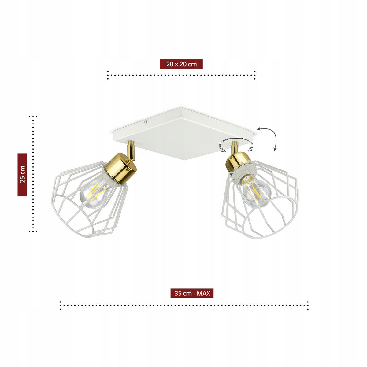 DECKENLEUCHTE LOFT - Goldfarben/Weiß, Metall (35/35/25cm) - kiki design