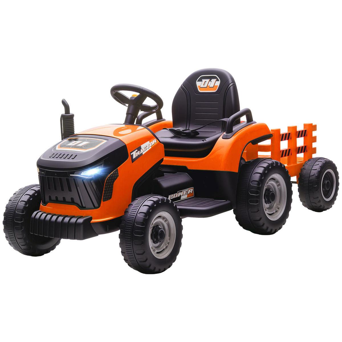 KINDERTRAKTOR DE-06166 Aufsitz-Traktor mit Fernbedienung und Soft-Start Orange - Orange, Kunststoff/Metall (139/58/55cm) - ComfortXL