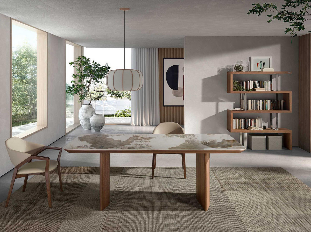 REGAL Regale aus Nussbaum und Stahl 130/35/170 cm - Edelstahlfarben/Walnussfarben, Holz/Metall (130/170/30cm) - ANGEL CERDA