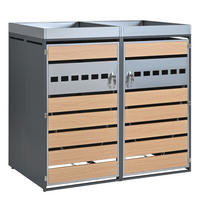 MÜLLTONNENBOX Zwei Türen Holzmaserung/Grau - Braun, Metall (132/124.5/80cm) - ComfortXL