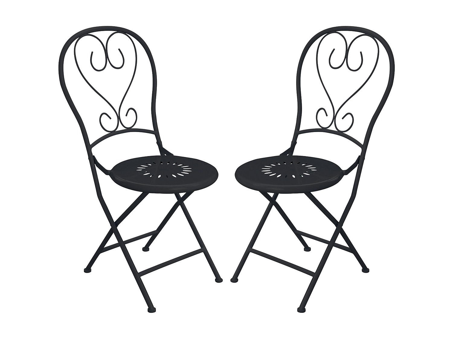 GARTENSTUHL - 41cm x 45cm - Stahl - anthrazitgrau - GUERMANTES - Anthrazit, Metall (41/90/45cm) - Vente-Unique