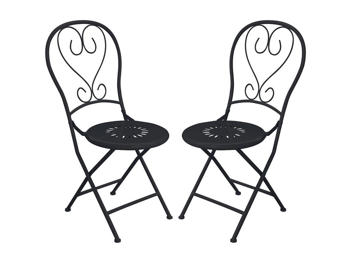 GARTENSTUHL - 41cm x 45cm - Stahl - anthrazitgrau - GUERMANTES - Anthrazit, Metall (41/90/45cm) - Vente-Unique