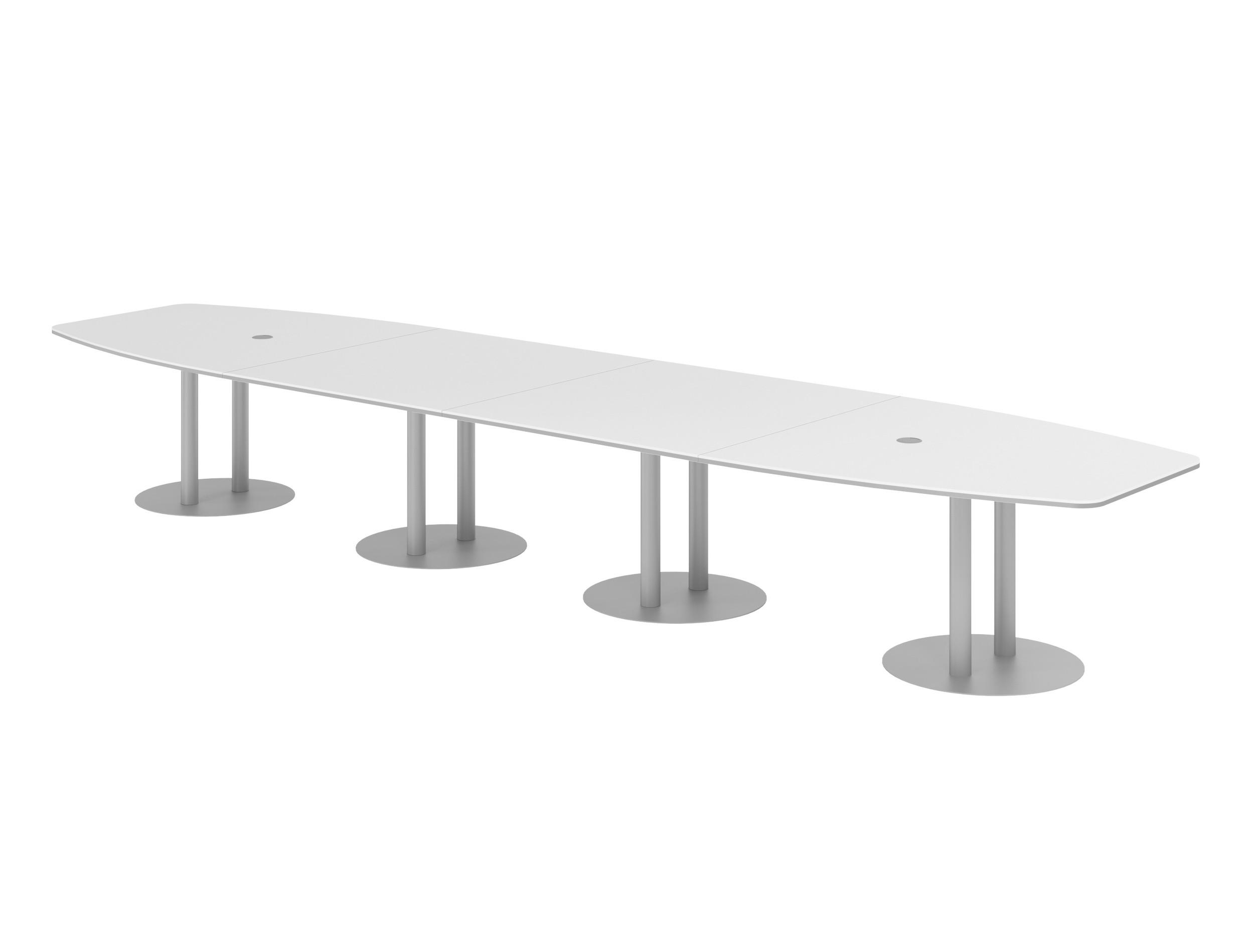 KONFERENZTISCH XXL KT52 130/520/74 cm in Weiß/Säule in Silberfarben - Silberfarben/Weiß, Holzwerkstoff (130/520/74cm) - bümö