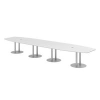 KONFERENZTISCH XXL KT52 130/520/74 cm in Weiß/Säule in Silberfarben - Silberfarben/Weiß, Holzwerkstoff (130/520/74cm) - bümö