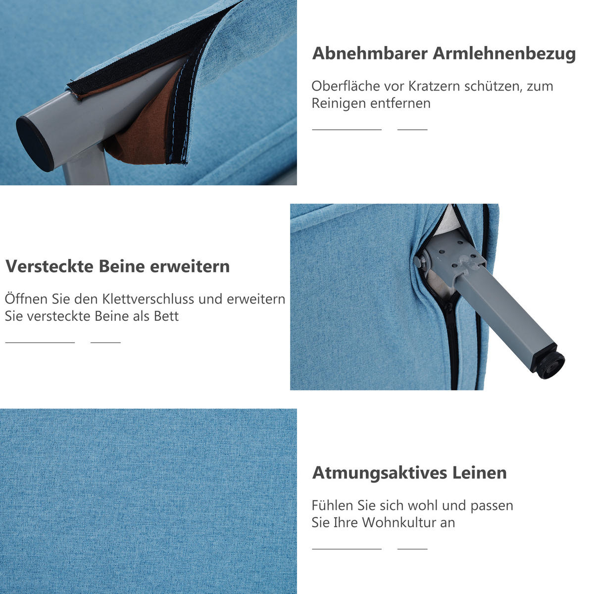 SCHLAFSESSEL Blau - Blau, Metall (56/80/65cm) - Urban Meuble