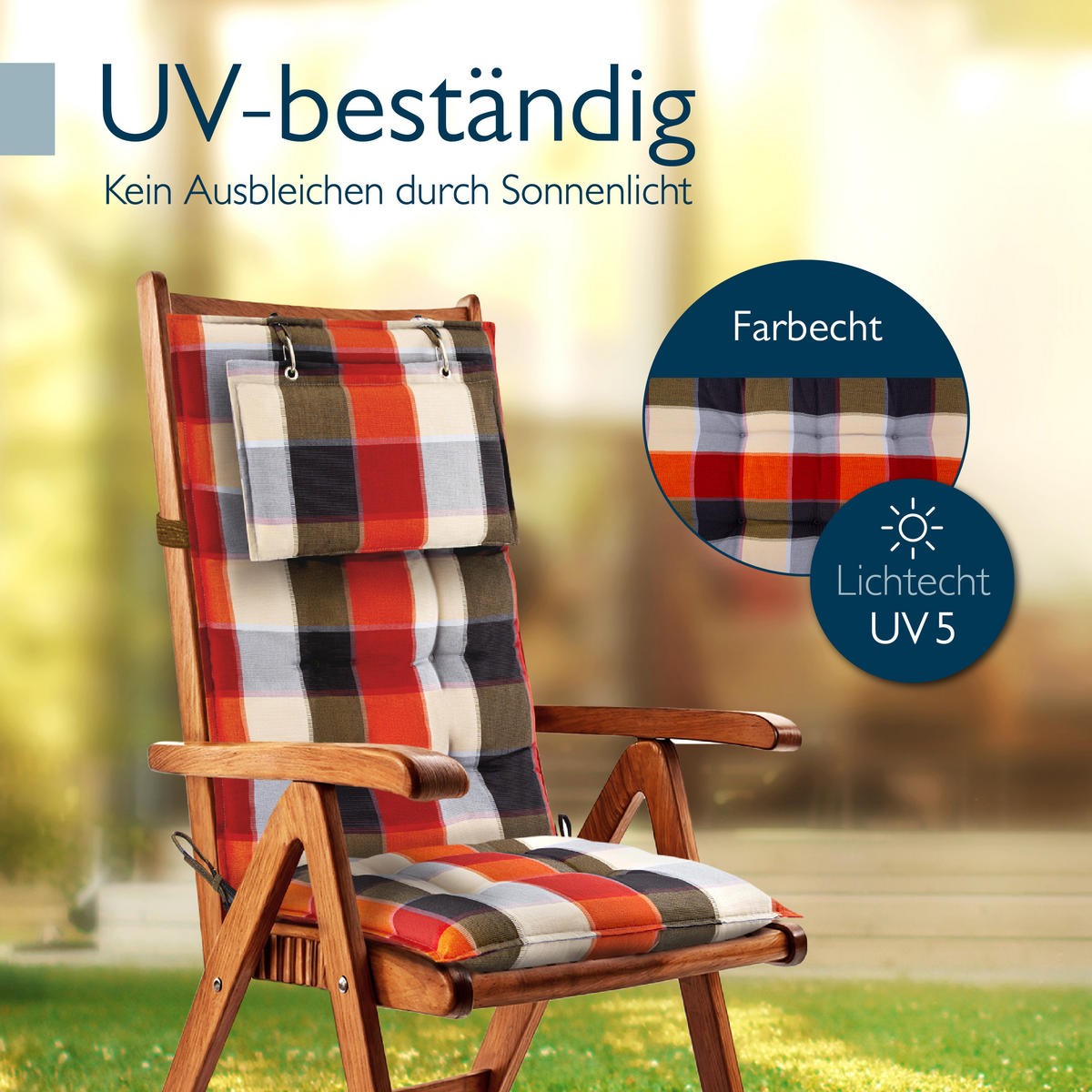 HOCHLEHNER Sun-HL 119x50x8cm Orange-Beige-Kariert (2tlg) - Orange, Textil (50/120cm) - Beautissu 