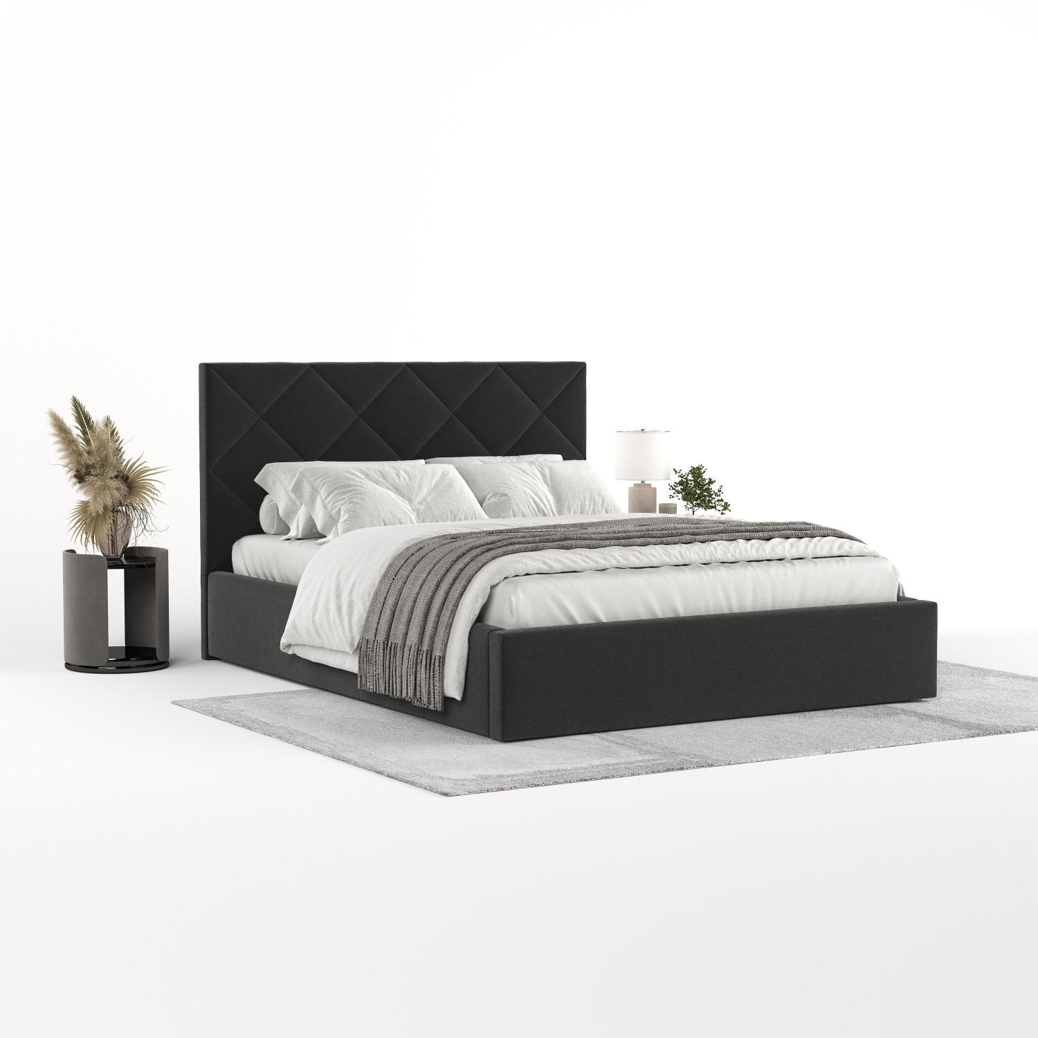 POLSTERBETT Torno 140/200 cm Schwarz im Asti Stoff - Schwarz/Naturfarben, Holz/Holzwerkstoff (140/200cm) - AltaBeds