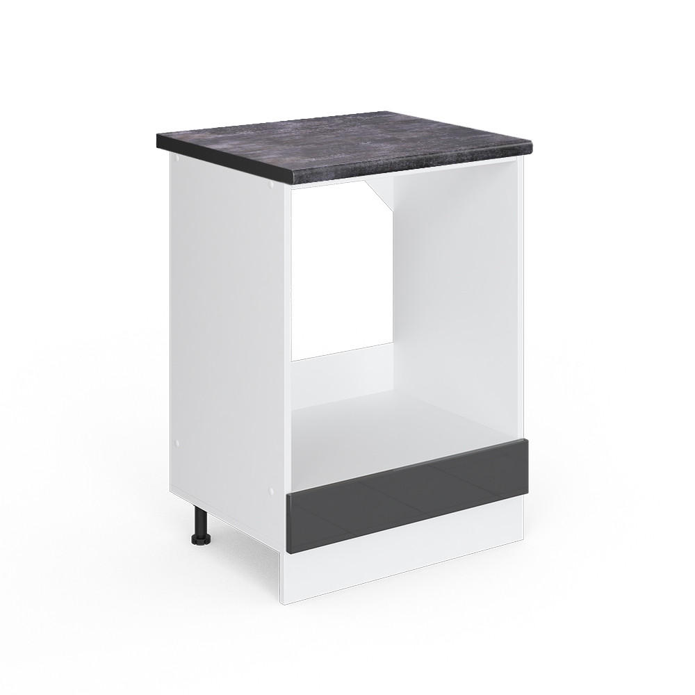 HERDUMBAUSCHRANK R-Line Anthrazit Hochglanz 60 cm, AP Anthrazit - Schwarz Hochglanz/Anthrazit, Holzwerkstoff (60/81.6/60cm) - Vicco