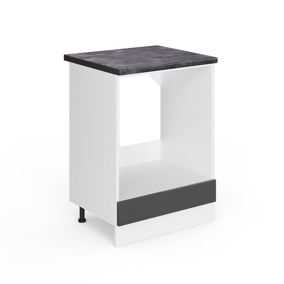 HERDUMBAUSCHRANK R-Line Anthrazit Hochglanz 60 cm, AP Anthrazit - Schwarz Hochglanz/Anthrazit, Holzwerkstoff (60/81.6/60cm) - Vicco
