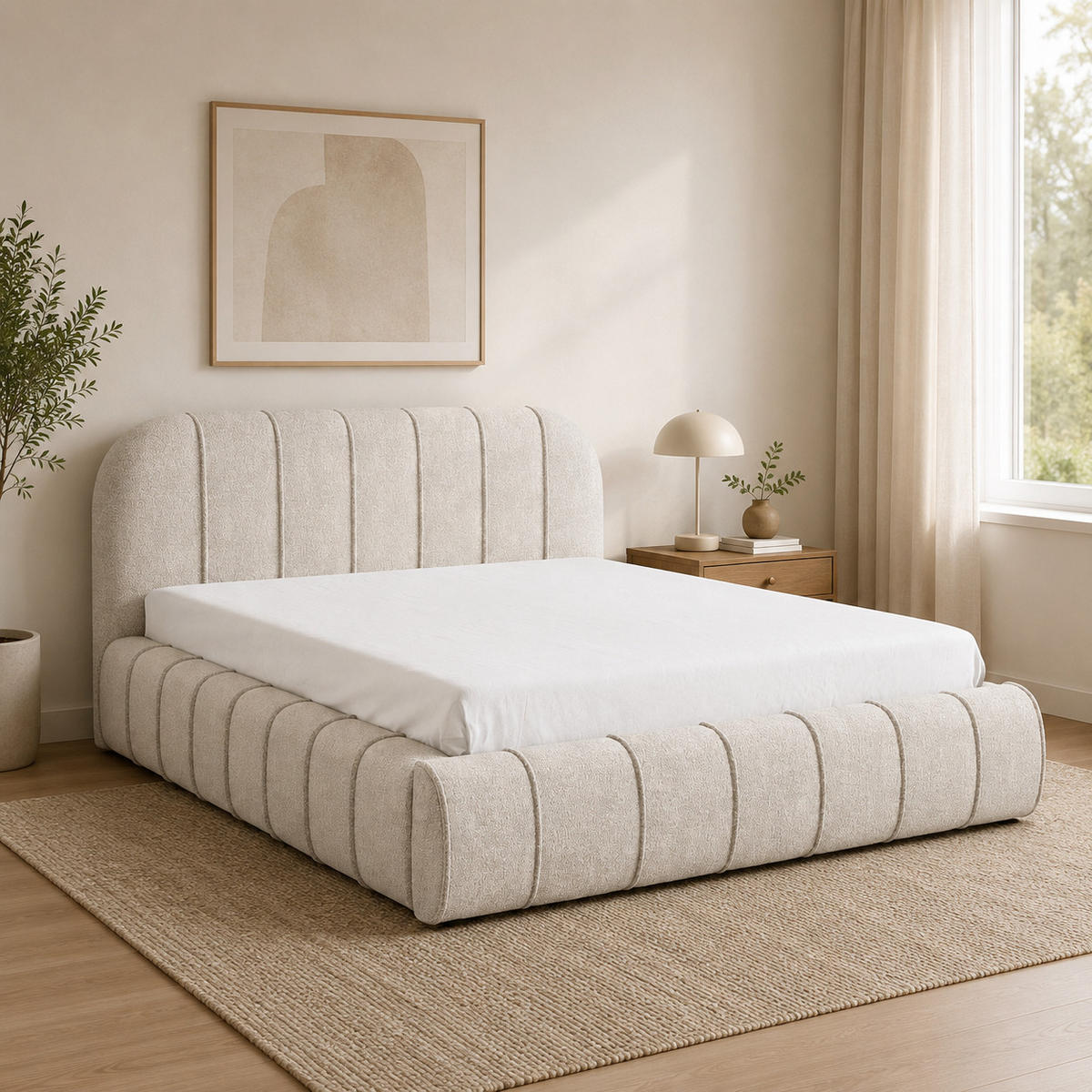 POLSTERBETT mit Stauraum 200x200 cm in Creme - Creme, Textil (200/200cm) - Home Collective