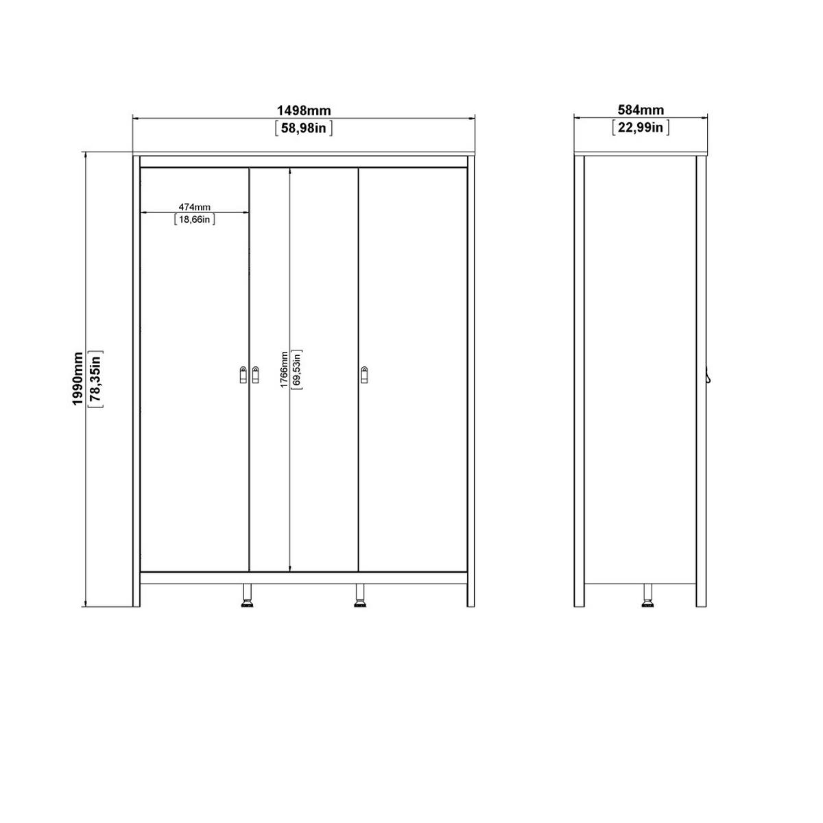 KLEIDERSCHRANK, Madrid, Schwarz, Metall, 150 x 59 x 199 cm - Schwarz, Metall (150/199/59cm) - ebuy24