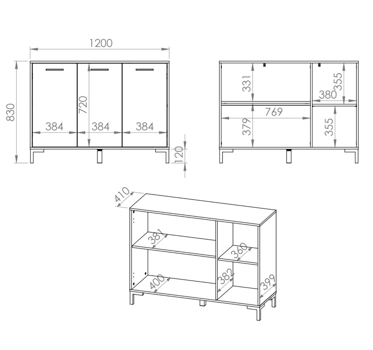 SIDEBOARD NEVIO Beige 120x40x83 cm - Beige, Holzwerkstoff (120/83/40cm) - FURNLUX