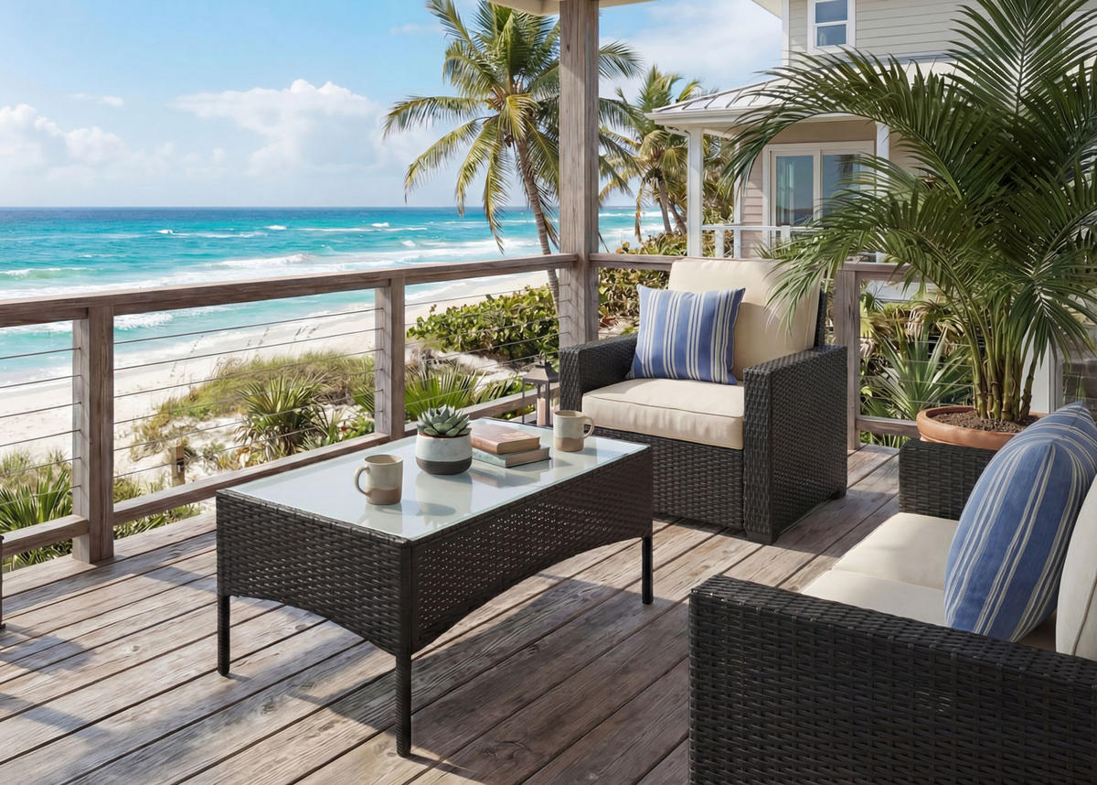 POLY-RATTAN GARTENTISCH rechteck Schwarz - Schwarz, Kunststoff (48/79/38cm) - MCW